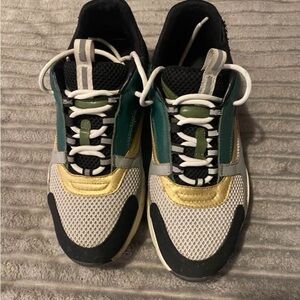 Dior Athletic Sneakers - White, Green and Gold Mesh Design